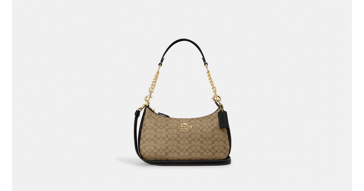 COACH Teri Shoulder Bag Beige Leather in Black Lyst UK