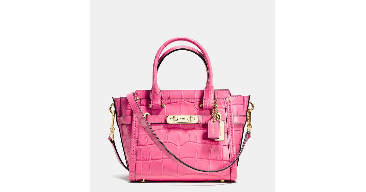 COACH Swagger  Carryall In Croc Embossed Leather in Pink   Lyst