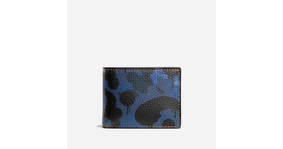 COACH Slim Billfold Wallet In Wild Beast Camo Print Leather in 