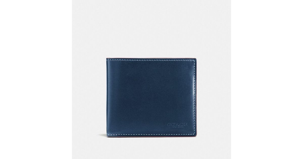 COACH Leather Boxed Double Billfold Wallet in Denim (Blue) for Men 