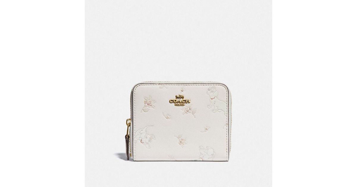 COACH Leather Disney X Small Zip Around Wallet With Mixed Dalmatian