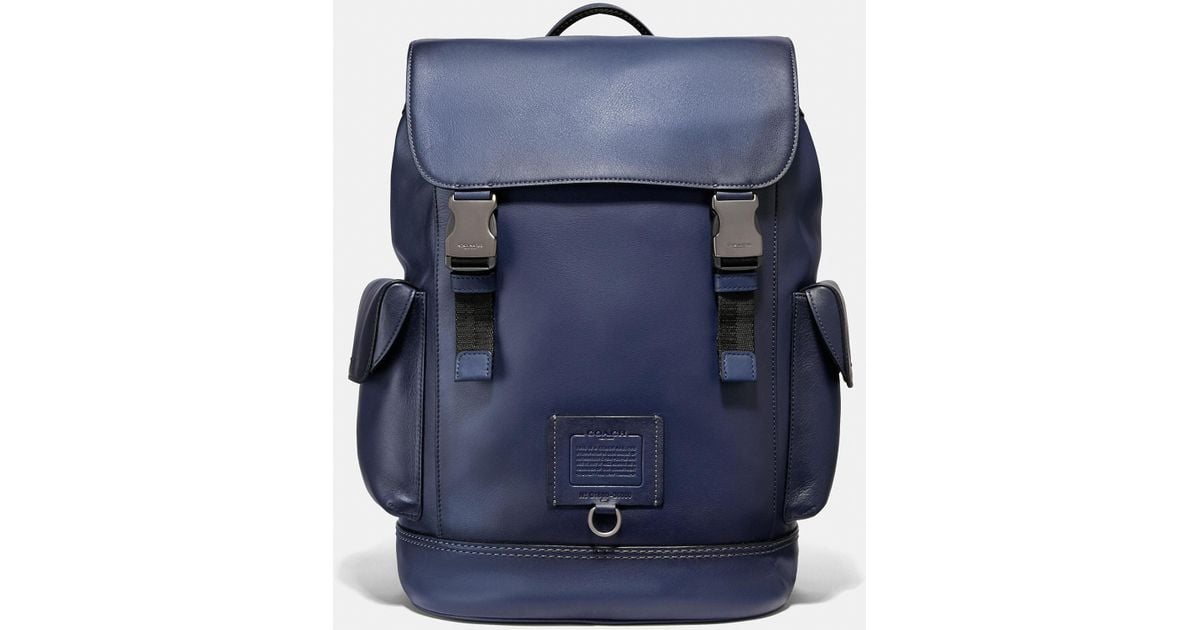 Coach blue sales leather backpack