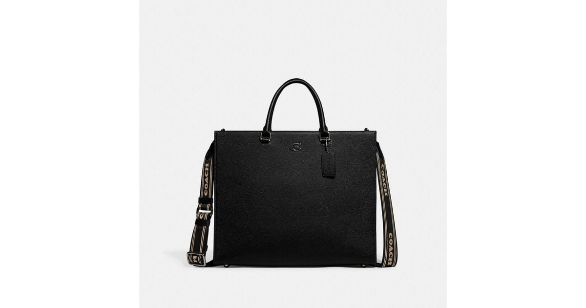 COACH Tote 40 With Signature Canvas Detail in Black | Lyst