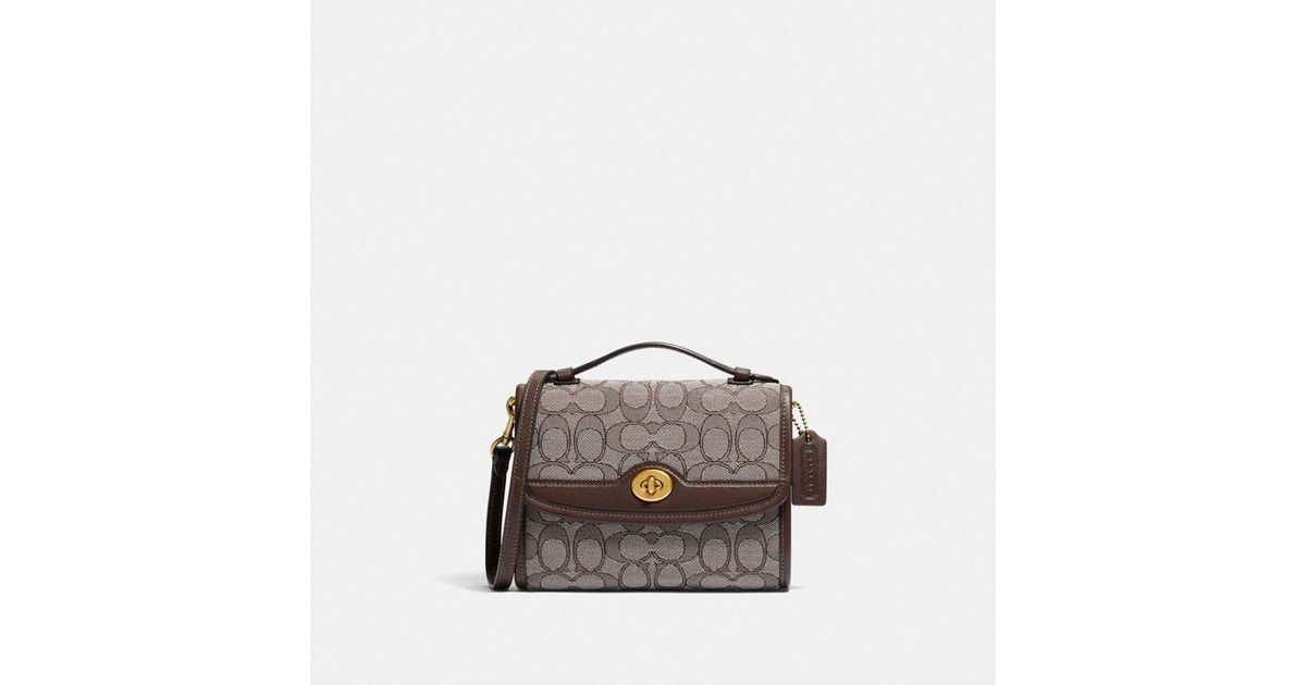 COACH Leather Kip Turnlock Crossbody In Signature Jacquard Lyst