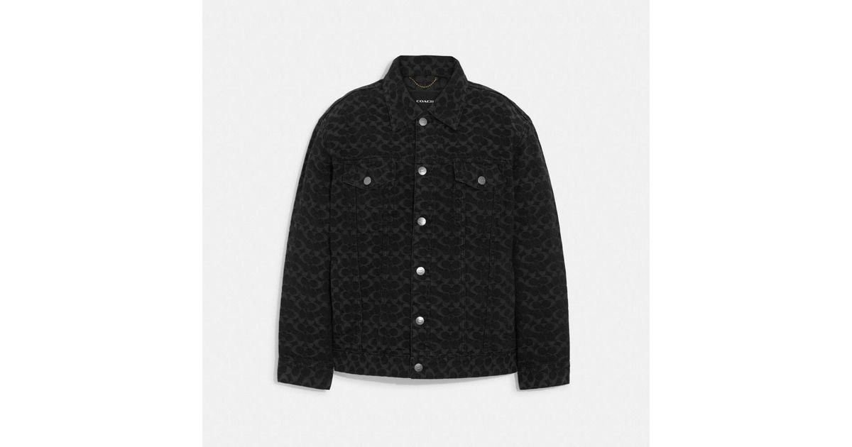 COACH Signature Jacquard Denim Jacket in Black | Lyst