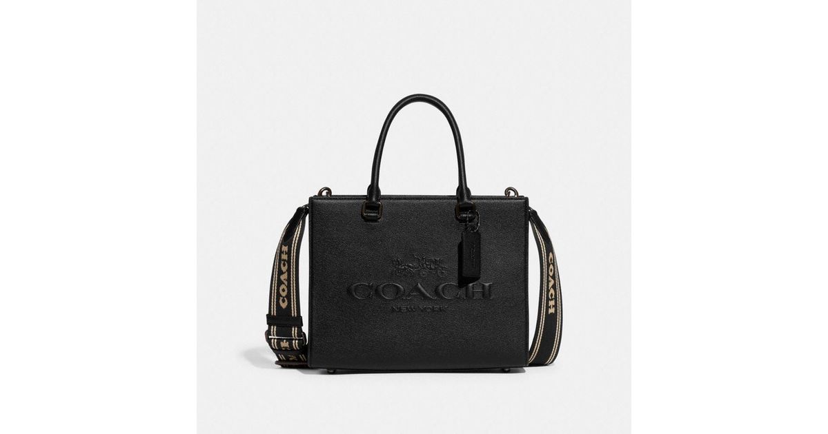 COACH Tote With Signature Canvas Detail in Black | Lyst