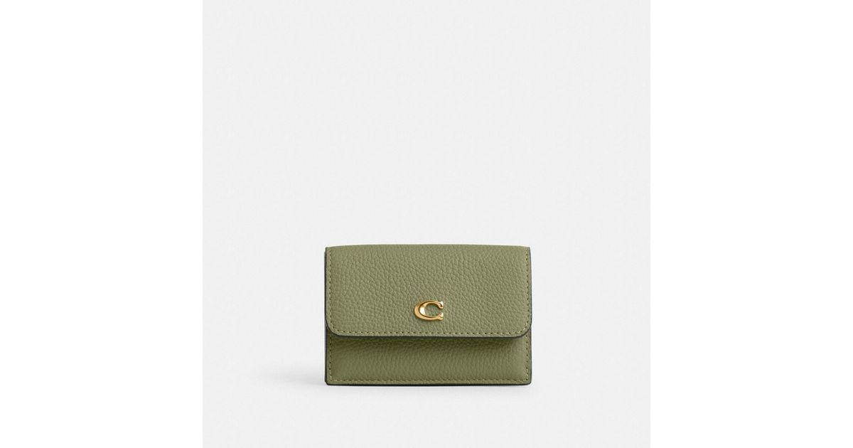 COACH Essential Mini Trifold Wallet in Green | Lyst