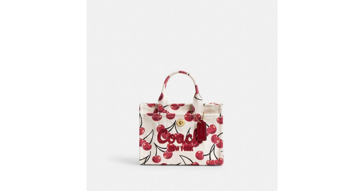 COACH Cargo Tote Bag 20 With Cherry Print in Black | Lyst