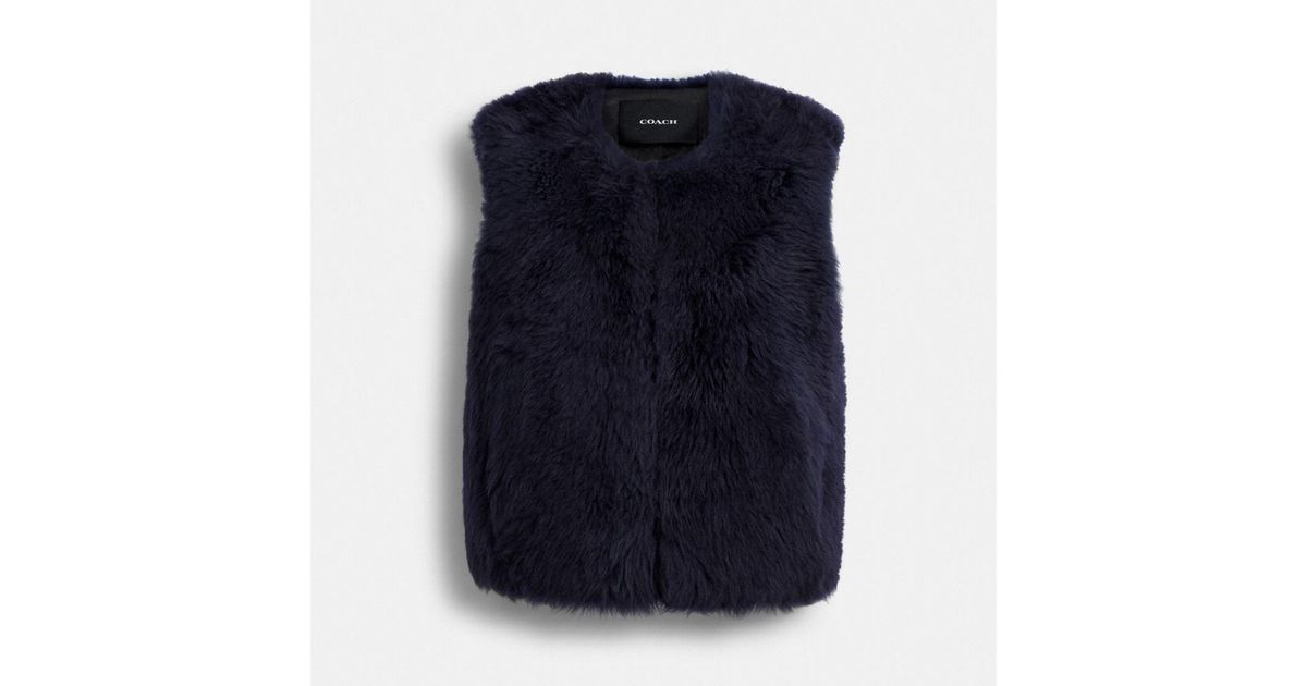 COACH Fluffy Shearling Vest in Blue | Lyst