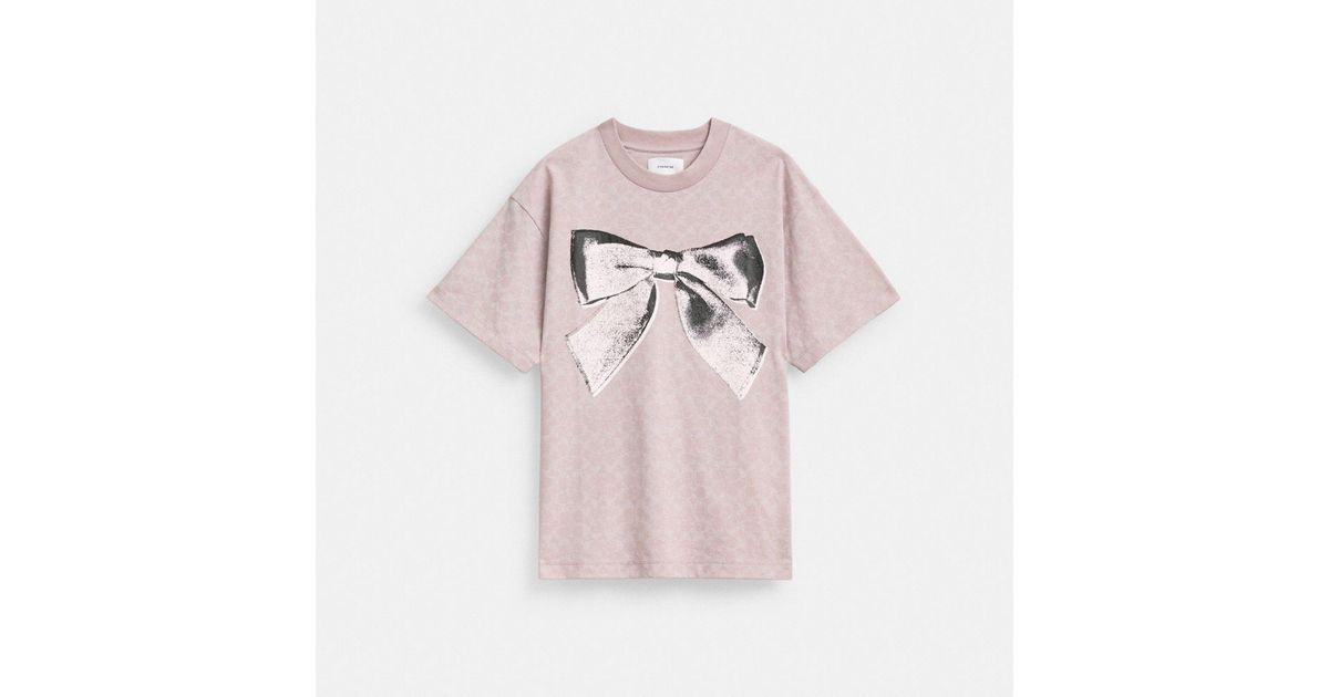 COACH Signature Bow T Shirt In Organic Cotton in Pink Lyst