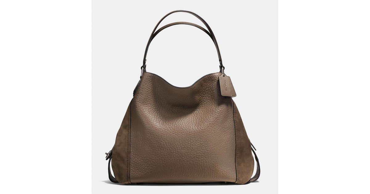 COACH Edie Shoulder Bag 42 In Mixed Leathers in Brown | Lyst