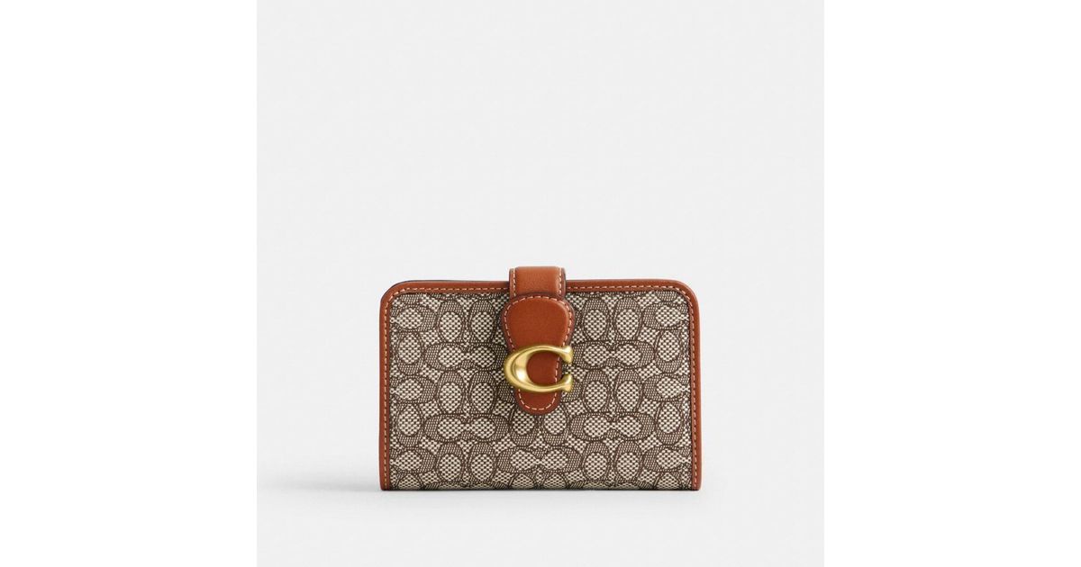 COACH Tabby Medium Wallet In Micro Signature Jacquard in Brown Lyst