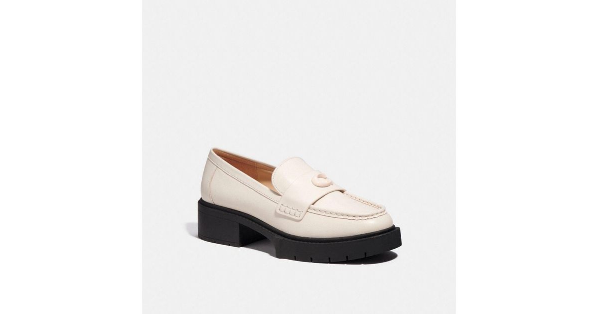 COACH Leather Leah Loafer in Chalk (White) Lyst