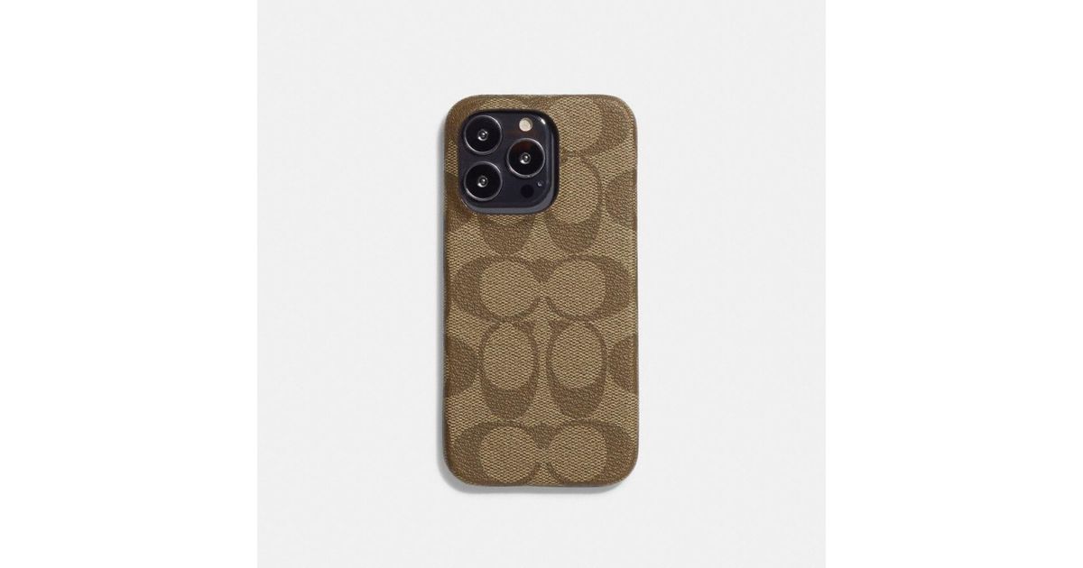 COACH Iphone 14 Pro Case In Signature Canvas in Brown | Lyst UK