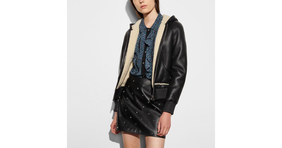 coach shearling hoodie