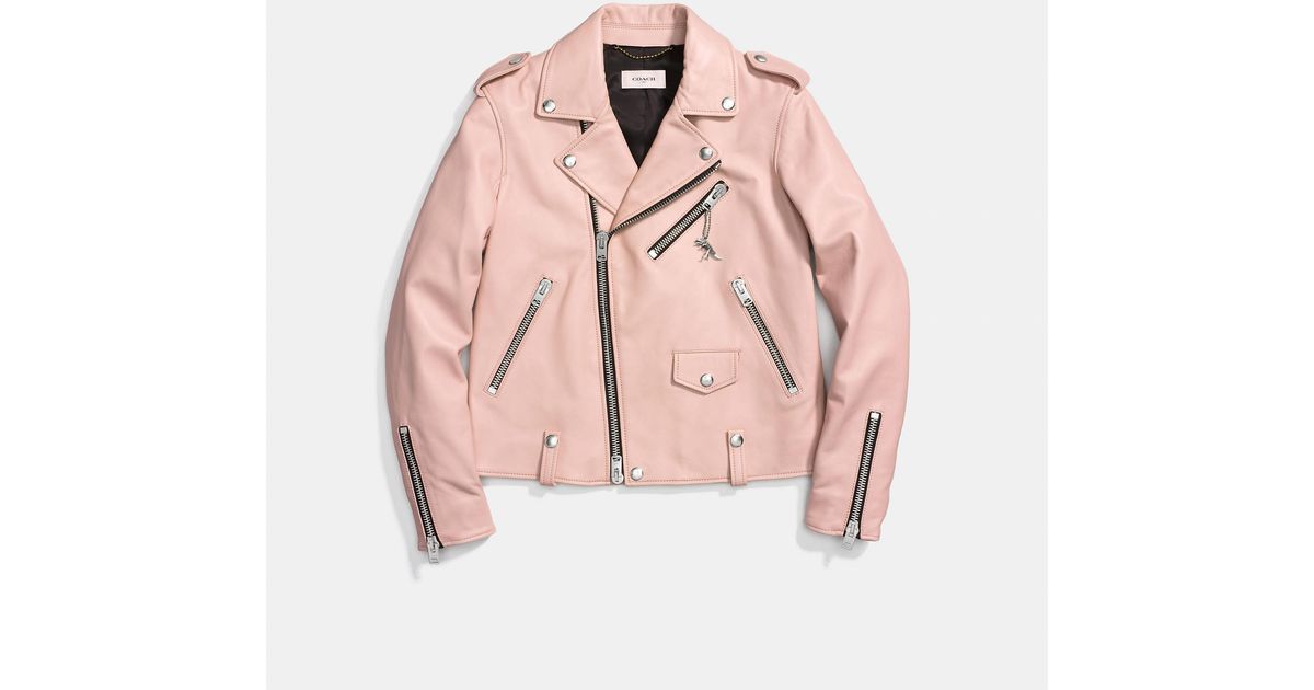 coach pink leather jacket