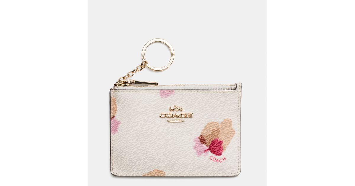 Coach Mini Skinny ID Case With Cherry Print Chalk/Multicolor in Polished  Pebbled Leather with Brass-tone - GB
