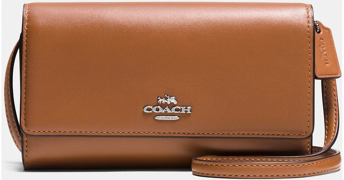 Coach Phone Crossbody In Smooth Leather in Brown Lyst