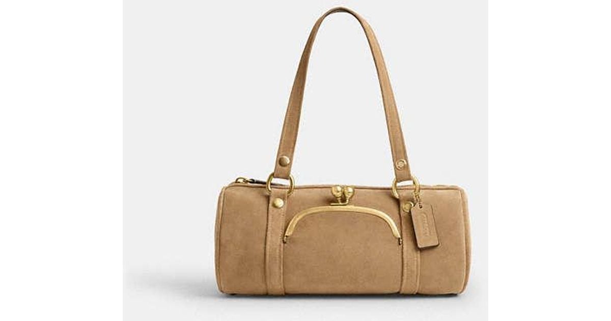 バッグ COACH Vintage Kisslock Leather Beige COACH Kisslock Barrel Bag in Black | Lyst UK