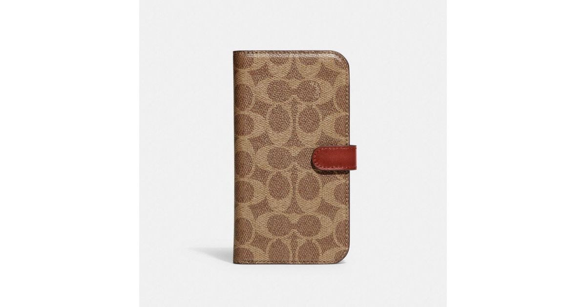 COACH Iphone 13 Pro Max Folio In Signature Canvas in Beige (Natural) Lyst