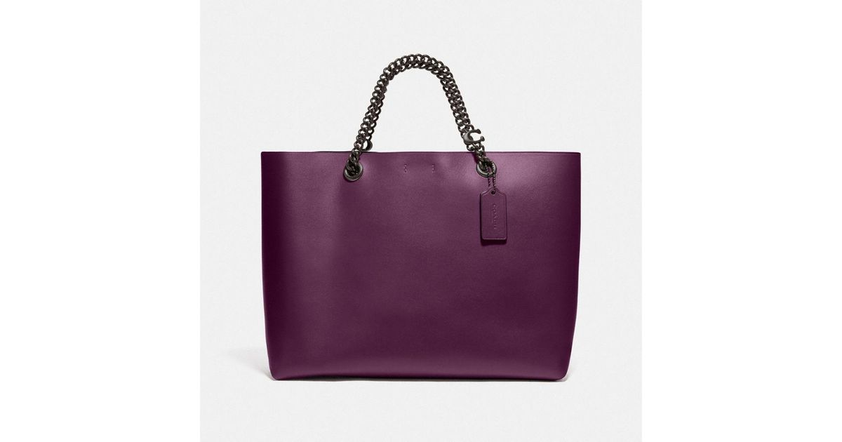 COACH Signature Chain Central Tote in Purple Lyst