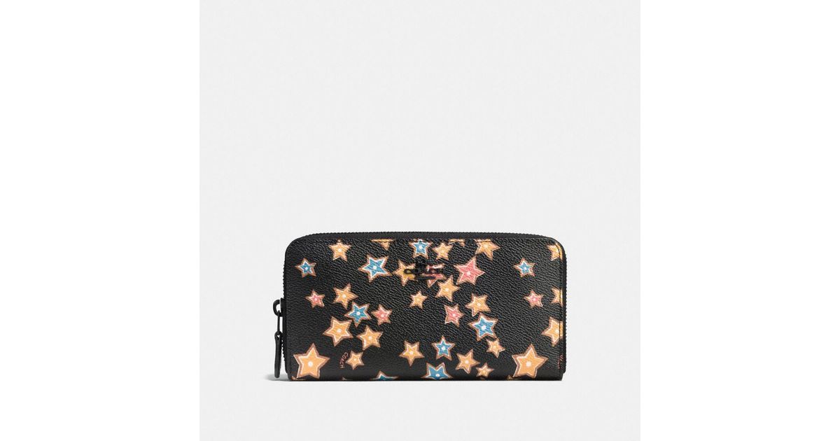 COACH Canvas Accordion Zip Wallet With Starlight Print in Black 