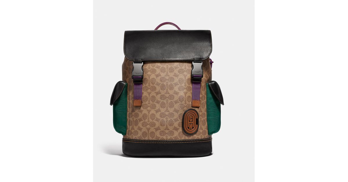 rivington backpack in signature canvas with coach patch