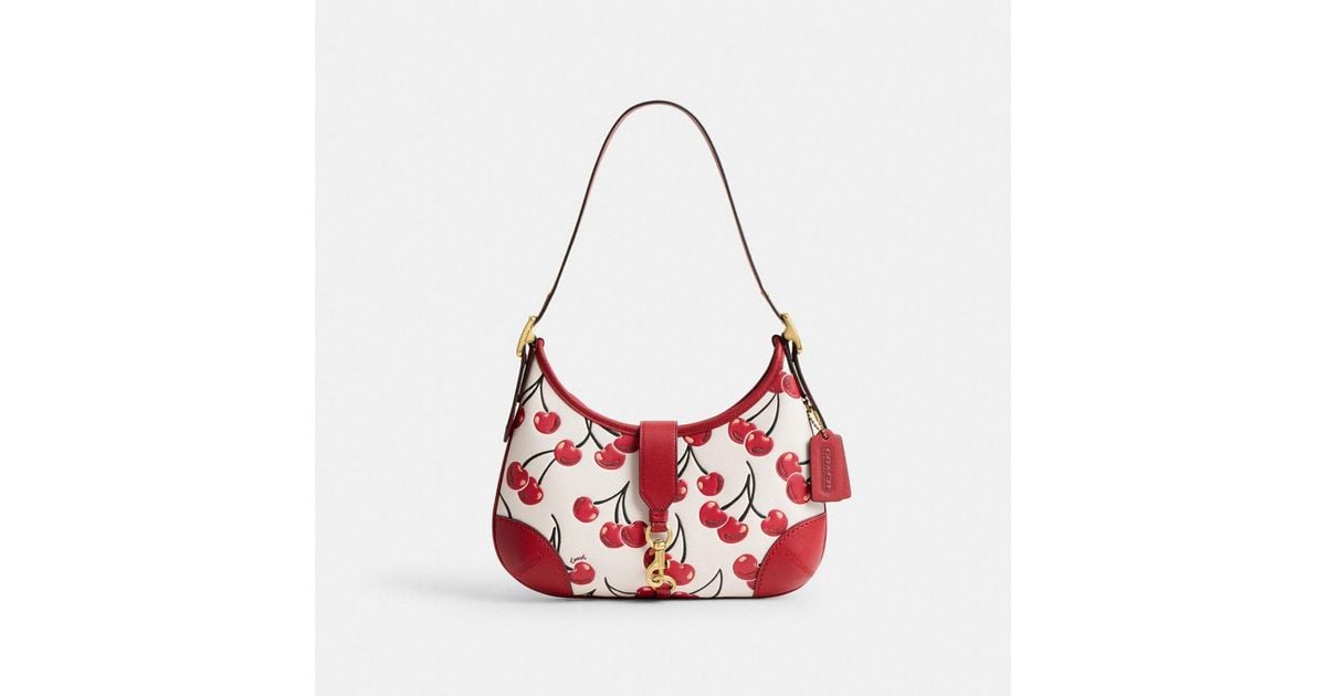 【Coach】The Coach Originals Cherry Printed Hobo Bag COACH The Coach Originals Contrast Trim Cherry Print