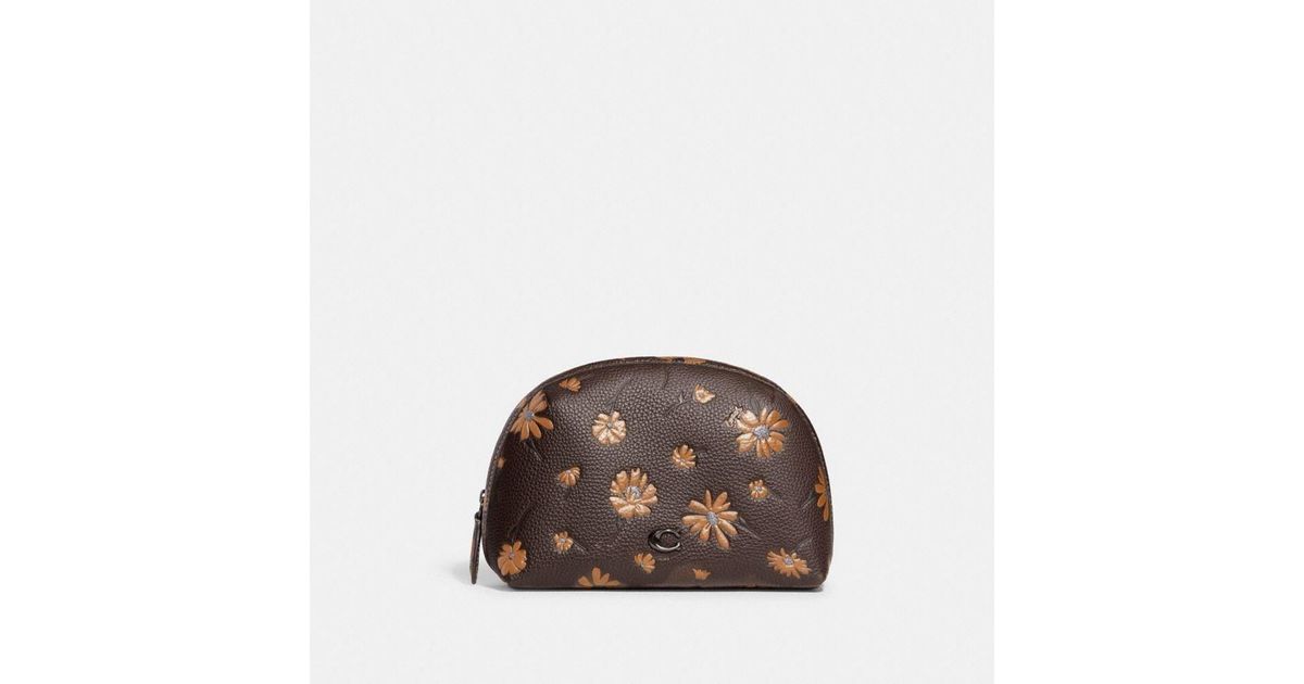 COACH Julienne Cosmetic Case 17 With Floral Print in Brown | Lyst
