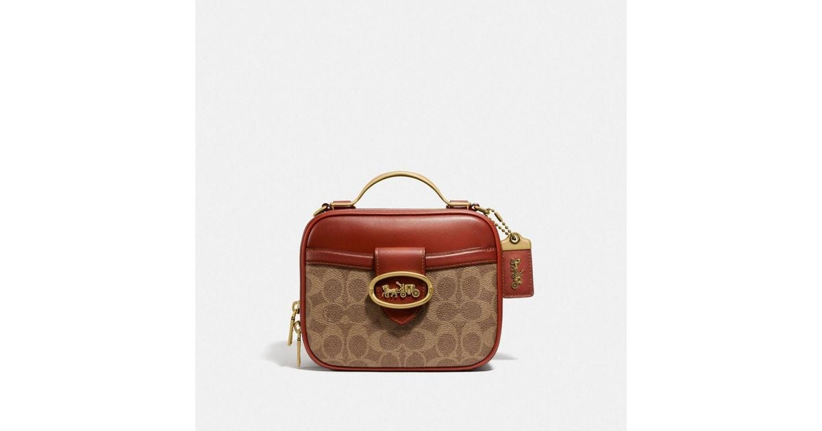 COACH Riley Lunchbox Bag In Signature Canvas in Brass/Tan Rust (Brown