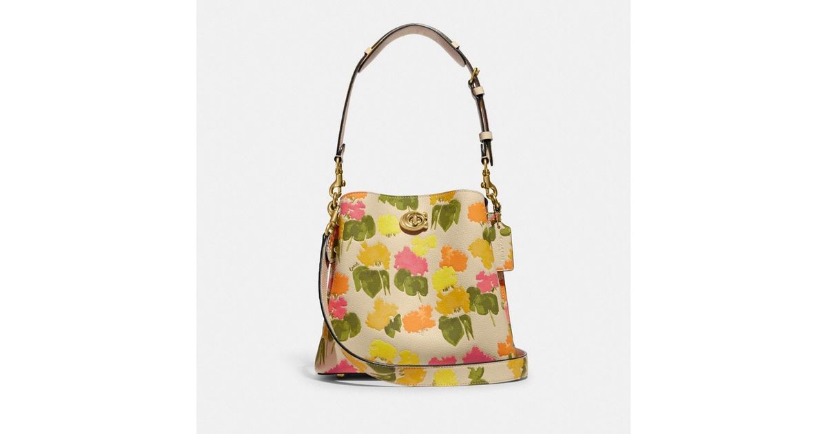 COACH Leather Willow Bucket Bag With Floral Print in Yellow Lyst