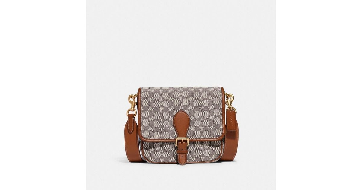 COACH Leather Frankie Crossbody In Signature Textile Jacquard in Cocoa