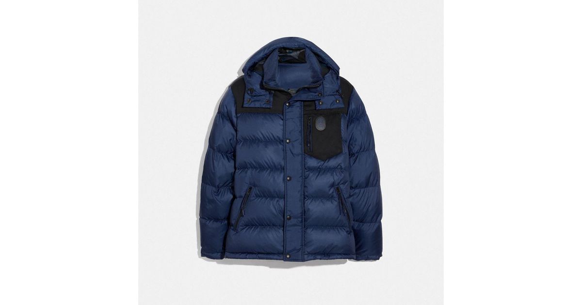 COACH Synthetic Puffer Jacket in Navy (Blue) for Men Lyst