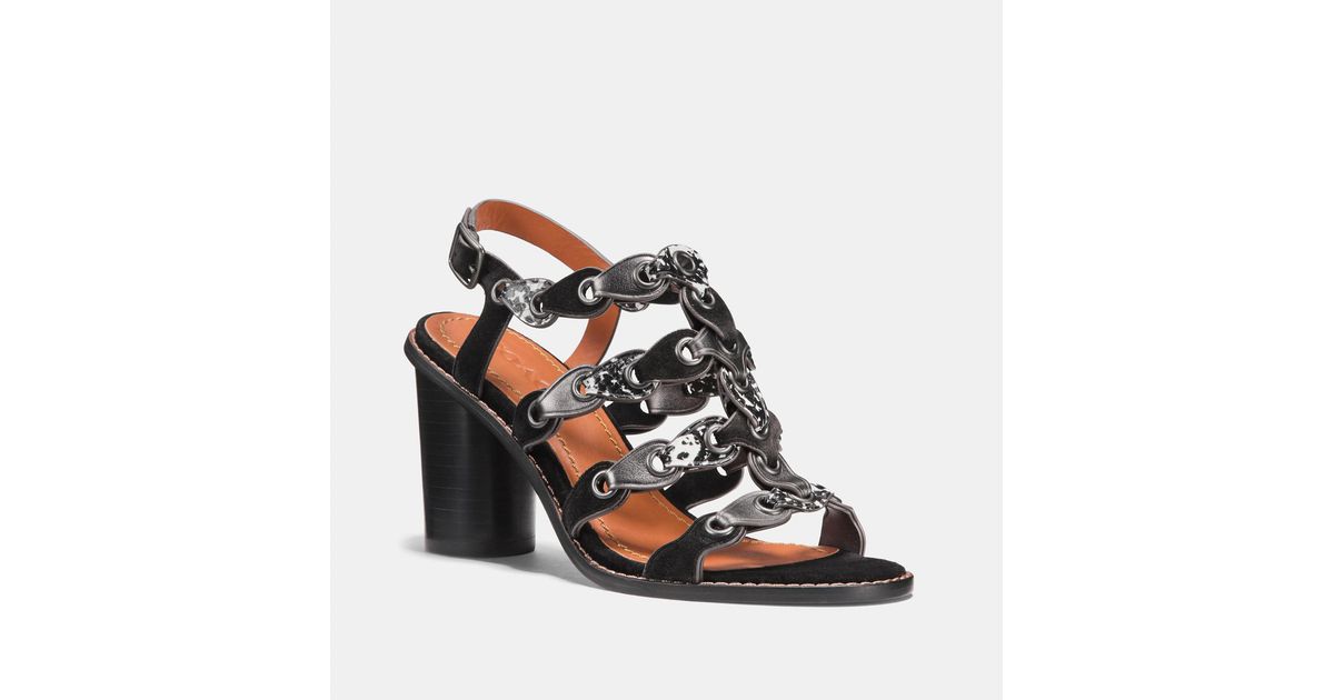 mid heel sandal with coach link