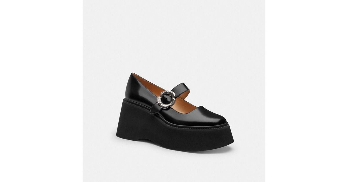 COACH Tea Rose Platform Mary Jane in Black | Lyst