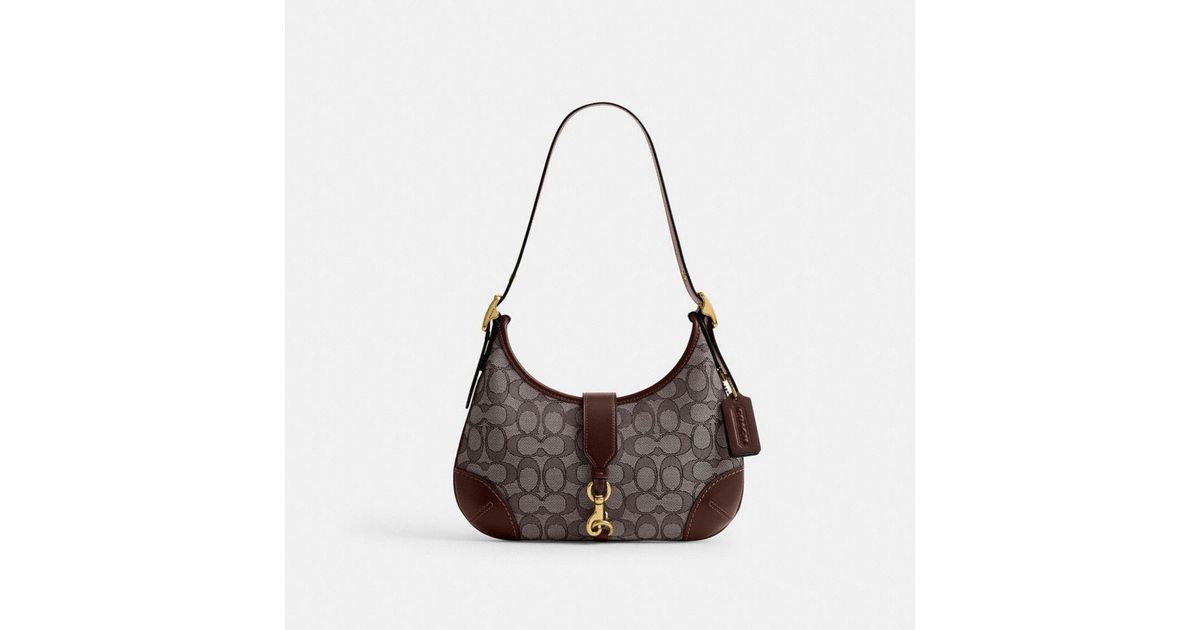 COACH Hamptons Hobo Bag In Signature Jacquard in Brown | Lyst Canada