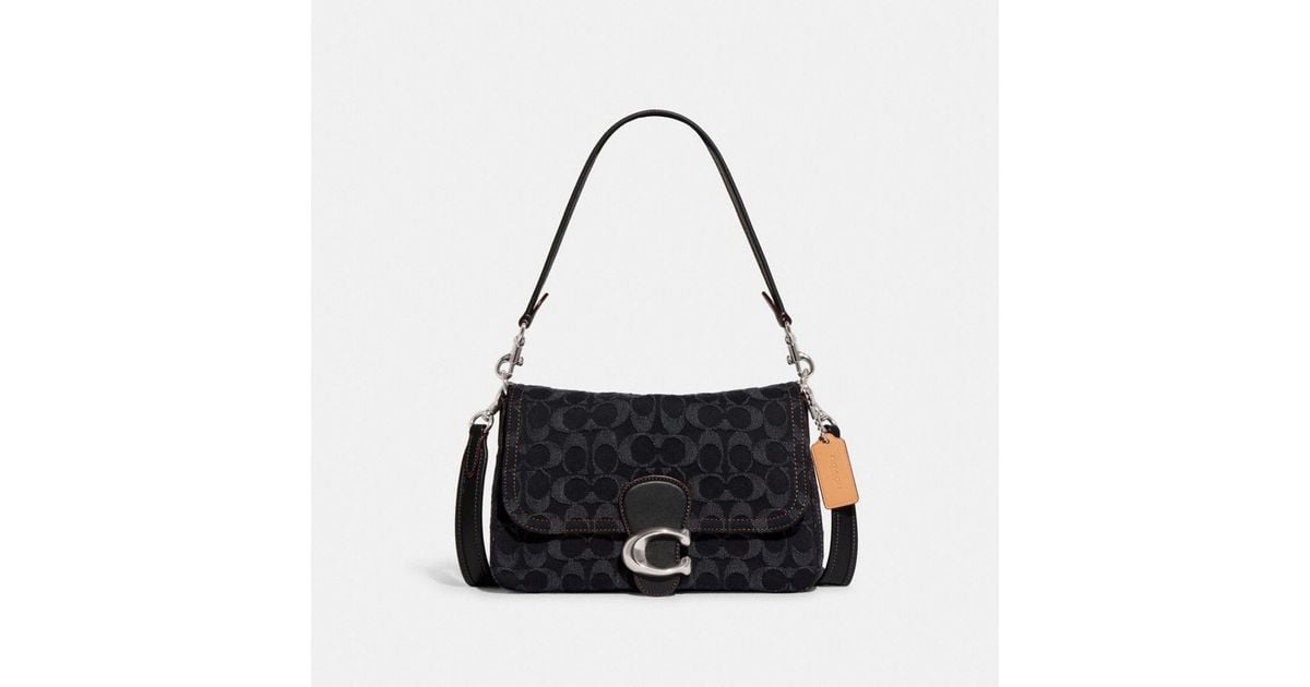 COACH Washed Denim Soft Tabby Shoulder Bag in Blue