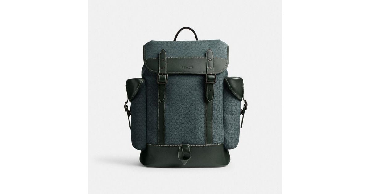 COACH Hitch Backpack In Micro Signature Jacquard in Green for Men