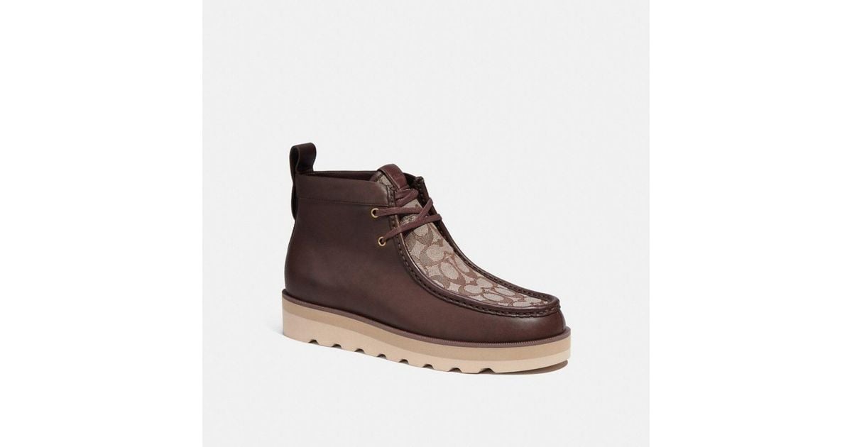 COACH Leather Chukka Boot In Signature Jacquard in Brown for Men Lyst