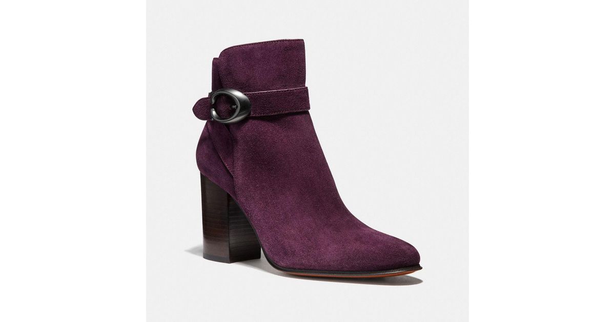 coach delaney signature buckle heel bootie