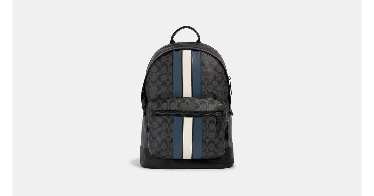 COACH West Backpack With Varsity Stripe Black Pvc for Men Lyst UK