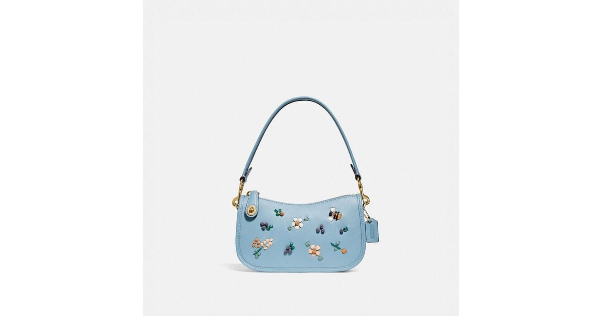 COACH Swinger 20 With Floral Embroidery in Blue Lyst