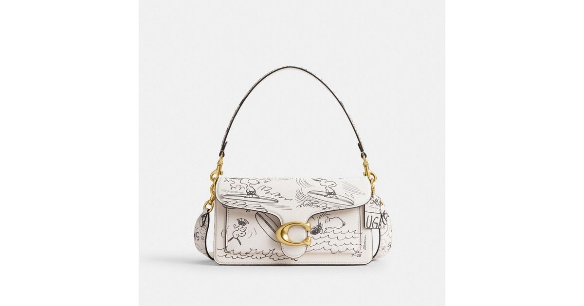 COACH X Peanuts Tabby Shoulder Bag 26 With Newspaper Print in