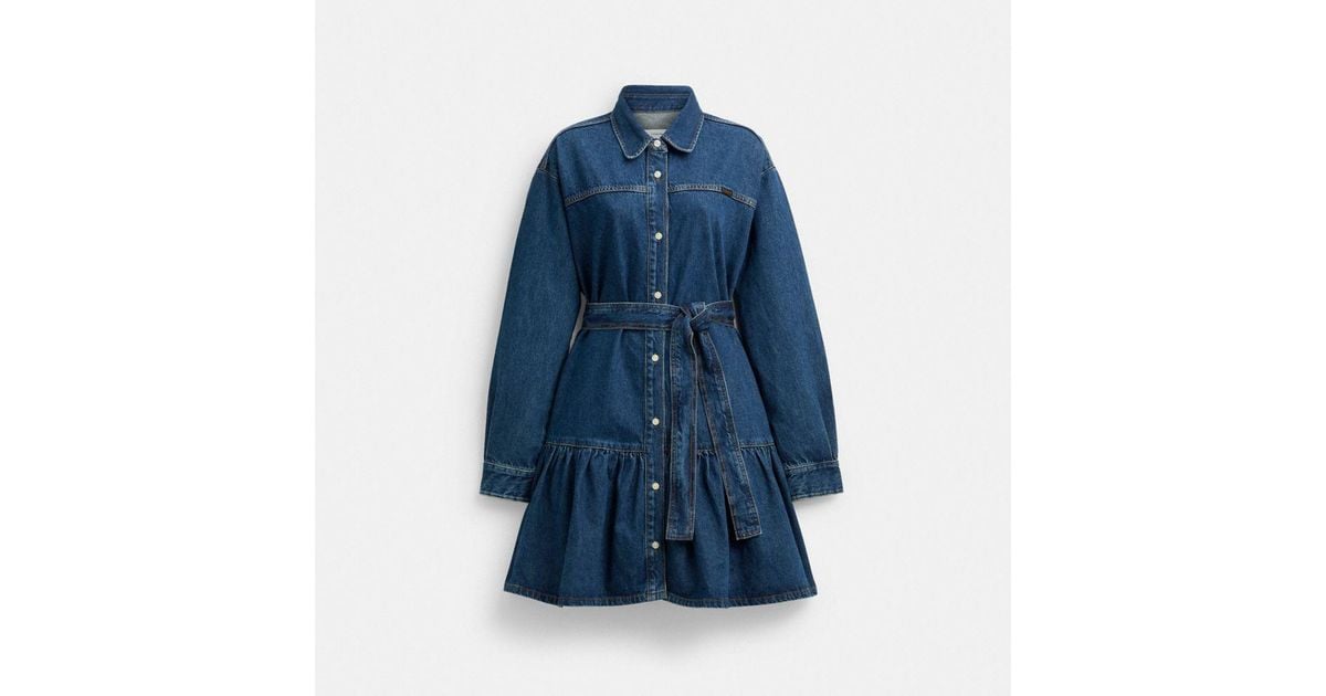 COACH Denim Shirt Dress in Blue | Lyst Canada