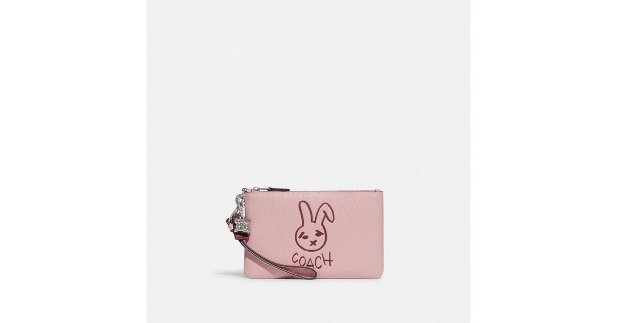 COACH Lunar New Year Small Wristlet With Rabbit in Pink Lyst