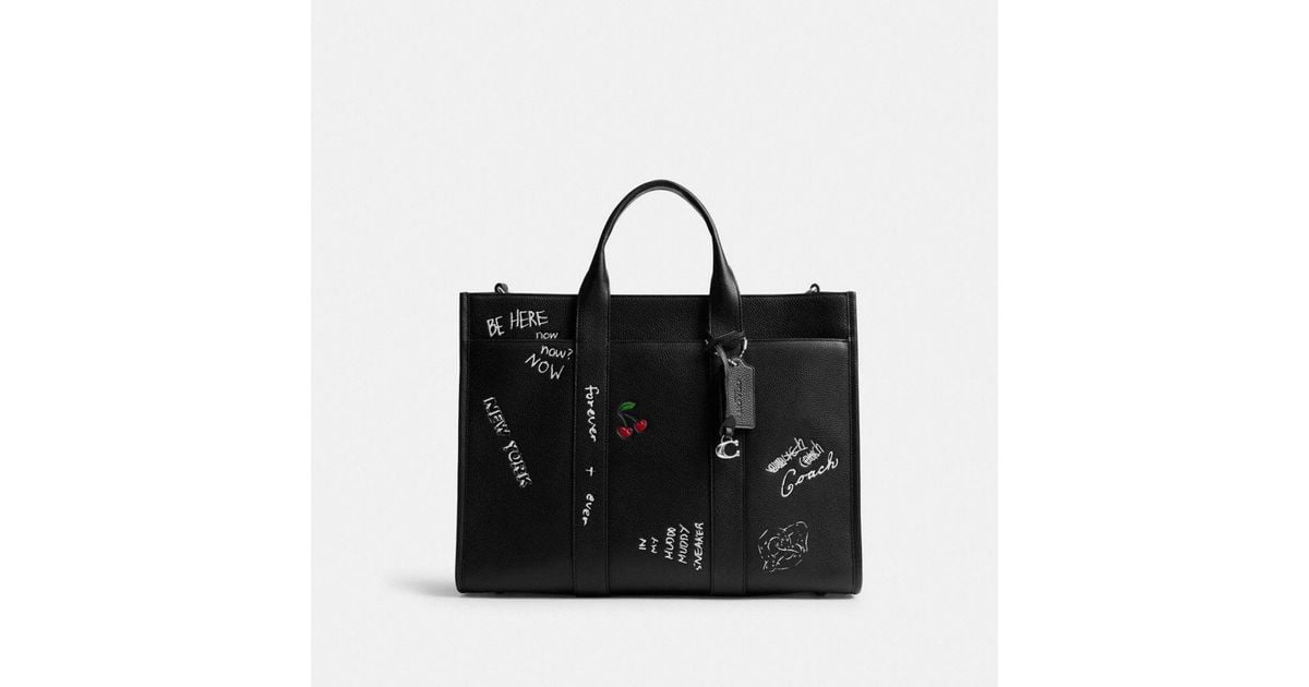 COACH Wesley Tote With Sketch Print in Black for Men | Lyst