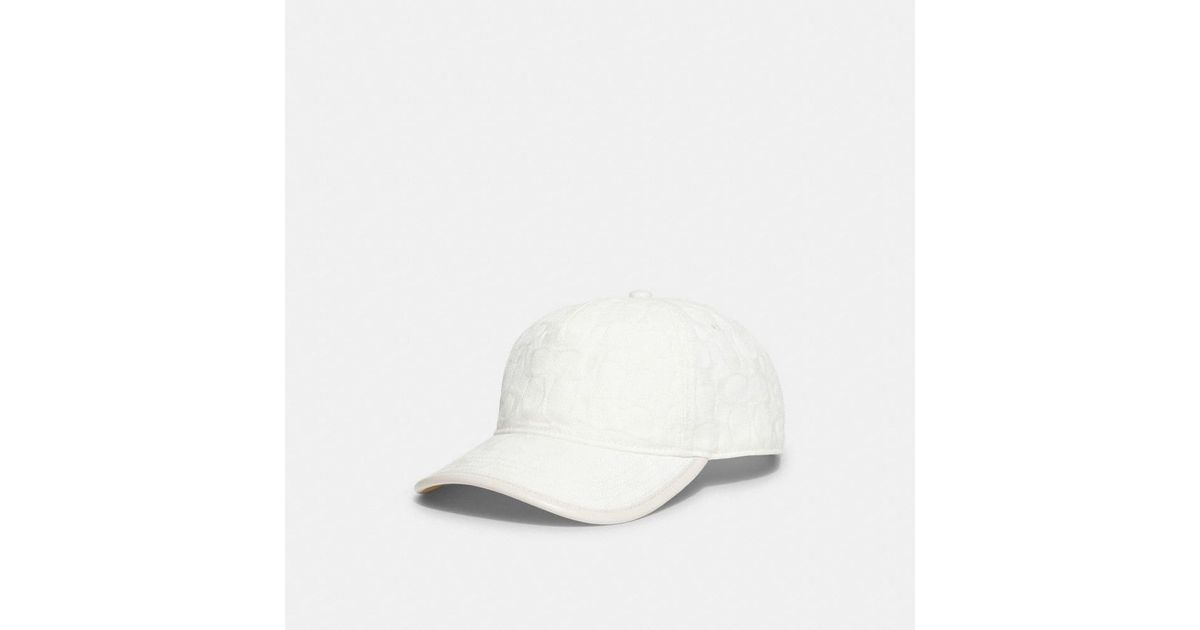 COACH Cotton Signature Jacquard Baseball Hat in White Lyst UK