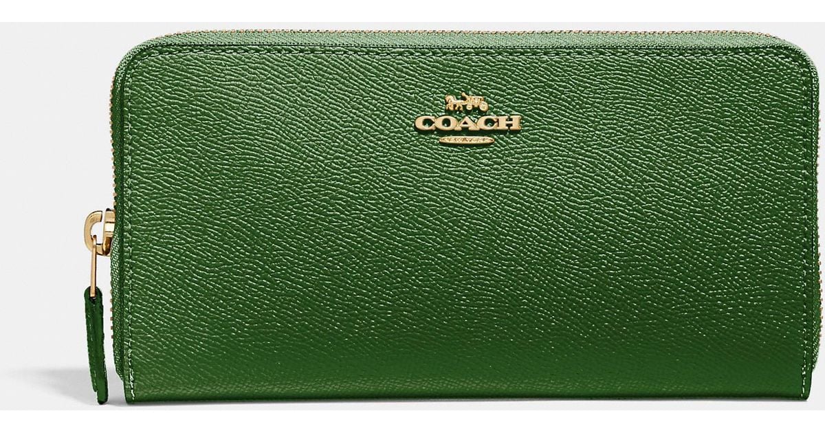 COACH Leather Accordion Zip Wallet in Green Lyst