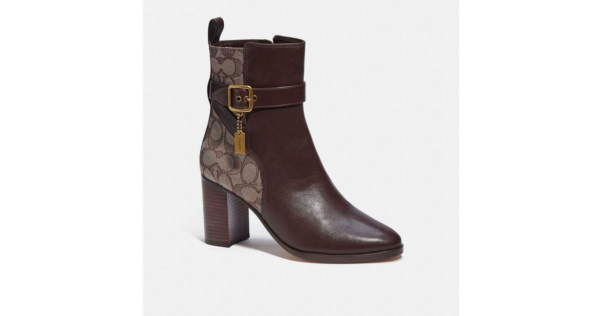 COACH Olivia Bootie In Signature Jacquard in Brown | Lyst