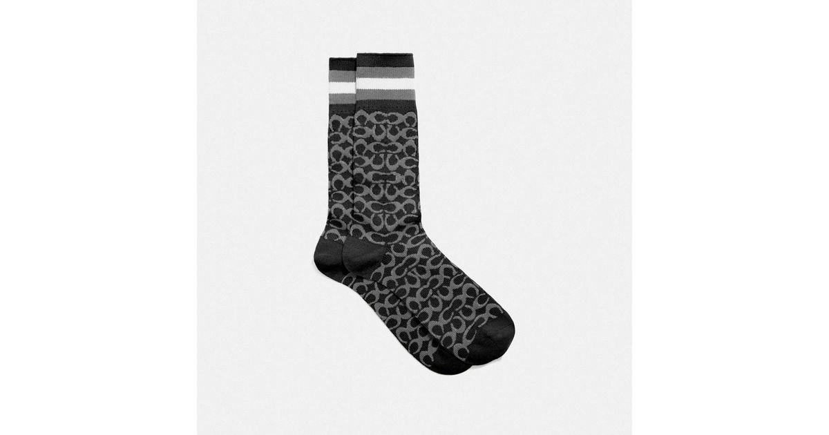 COACH Signature Socks in Gray for Men Lyst